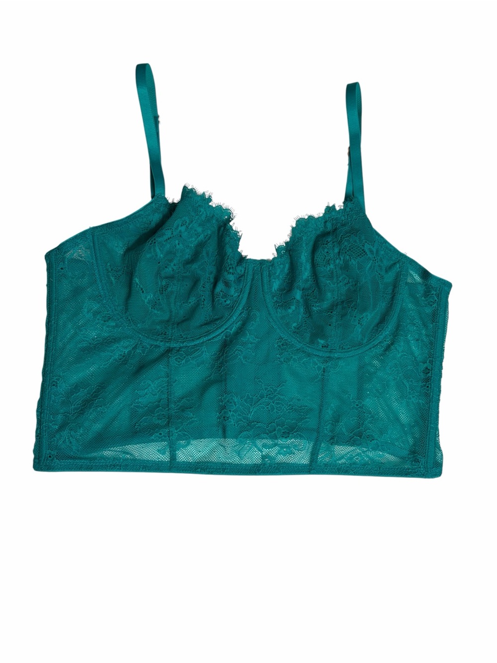 I.N.C. Turquoise lace mesh sheer underwire bustier lingerie nylon bra size L